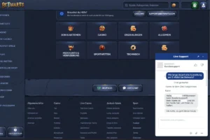 Betwarts Casino Hilfezentrum mit Live-Chat, Support-Kategorien und Kundenservice auf Deutsch