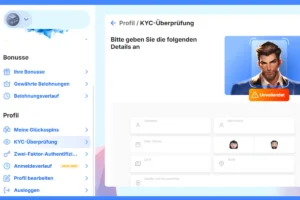 Ice Casino KYC-Verifizierung im Profilbereich mit Formularfeldern für persönliche Daten und Hinweis auf unvollständige Identitätsprüfung.