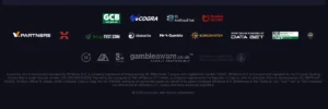 Ice Casino Footer mit Lizenzhinweisen, Sicherheitslogos, Partner-Siegeln und Informationen zum verantwortungsvollen Glücksspiel.