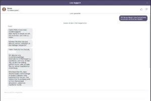 Live-Chat-Support von QuickWin Casino mit deutschsprachigem Kundendienst, der Informationen zu Auszahlungszeiten für verifizierte Konten in einer modernen Support-Oberfläche bereitstellt.